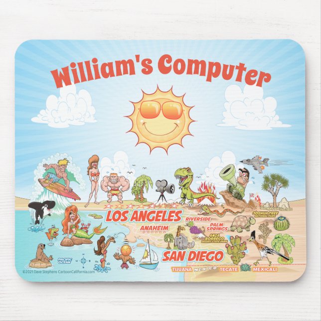 Customizeable California Cartoon Mouse Pad (Front)