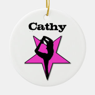 Customizeable Cheerleader pink star ornament