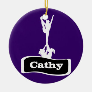Customizeable Cheerleader stunt ornament