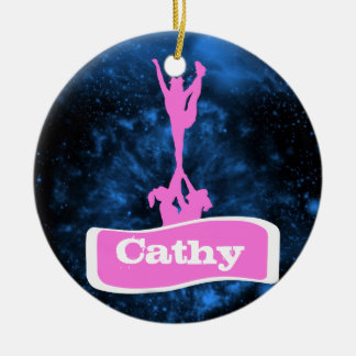 Customizeable Cheerleader stunt ornament