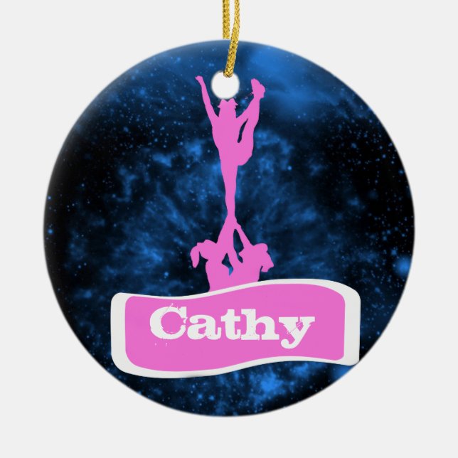 Customizeable  Cheerleader stunt ornament (Front)