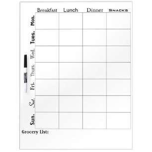Customizeable Diet Dry Erase Board