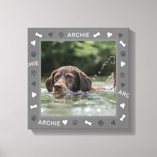 Customizeable Dog Photo and Personalized Name Canvas Print