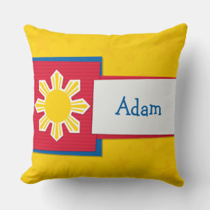 Customizeable Name Philippine Sun Filipino Throw Pillow