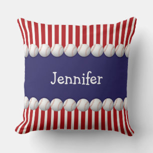 Customizeable Name USA Flag American Baseball Throw Pillow