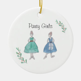 Customizeable Nutcracker Party Girls Keepsake Ceramic Ornament