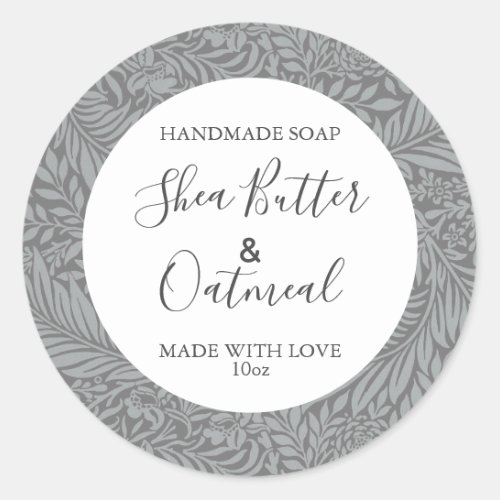 Customizeable Soap Label Floral Pattern Gray