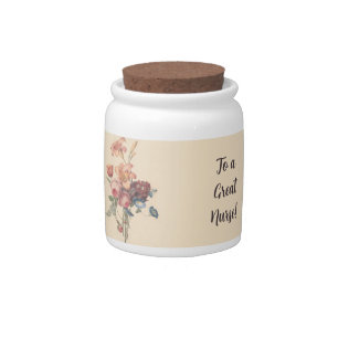 Customizeable Vintage Floral Candy Jar