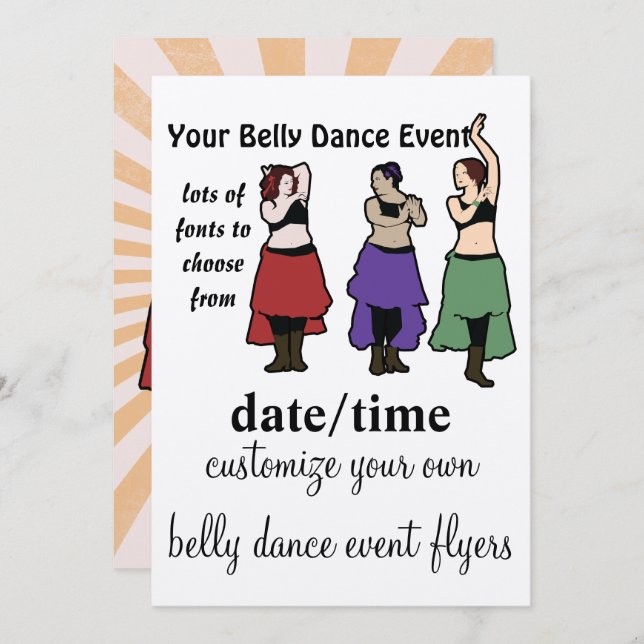 Customizeably belly dance event invitation (Front/Back)