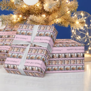 Customized 12 Film Negative Photos, Pink Birthday Wrapping Paper