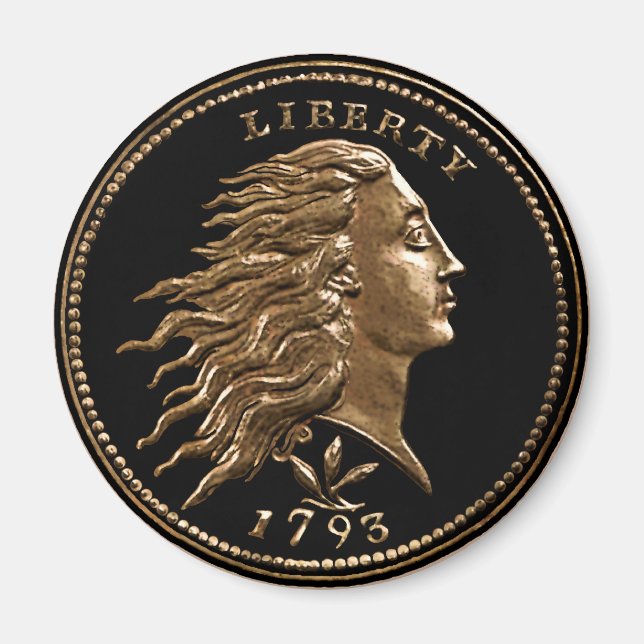Customized 1793 Flowing Hair Penny Magnet (Front)