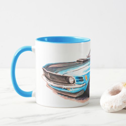 Customized 1970 Blue Mustang Car Mug