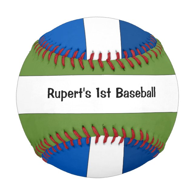 Customized 1st Baseball Green and Blue Baseball (Front)