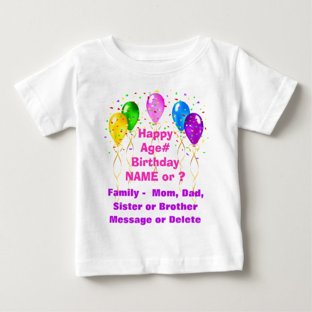 Customized 1st Birthday Shirts for Family, Any AGE (Front)