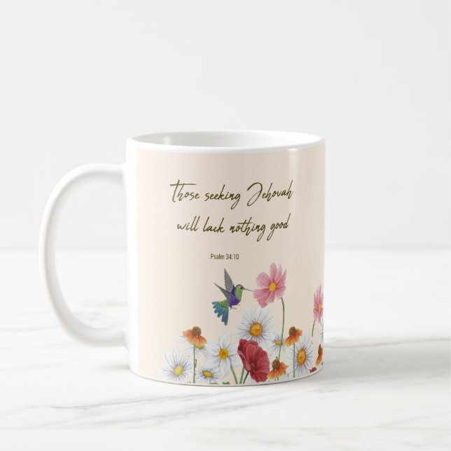 Customized 2022 JW Year text - bird flower Mug (Left)