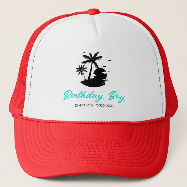 Customized 20th 30th 40th 50th Birthday Boy Squad Trucker Hat (Front)