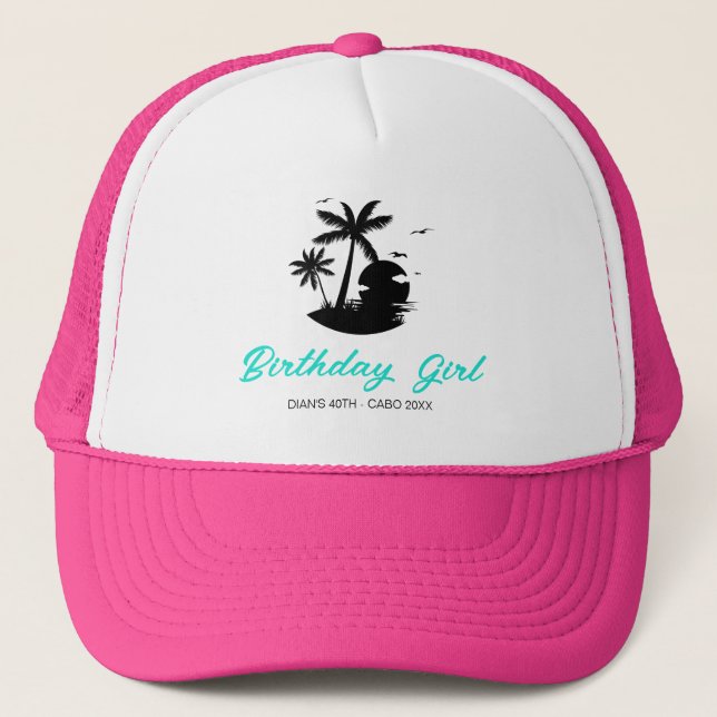 Customized 20th 30th 40th 50th Birthday Girl Squad Trucker Hat (Front)