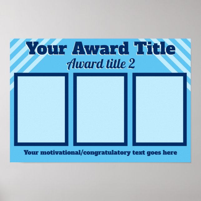 Customized 3-photo employee student award display poster (Front)