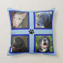 Customized 4 Photo Collage-Blue Frame-Blue