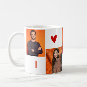 Customized 4 Photo Collage I Heart You Coffee Mug