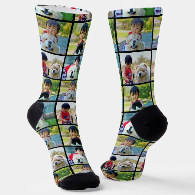 Customized 4 Photo Collage Socks (Angled)