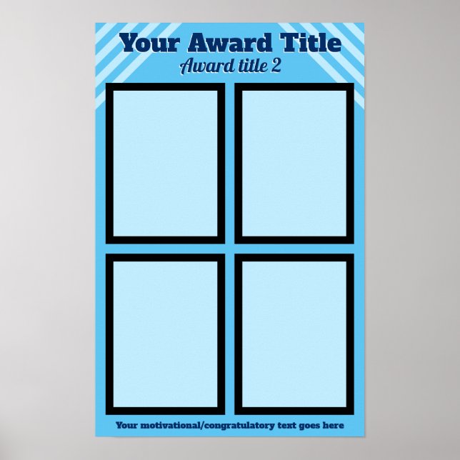 Customized 4-photo employee student award display poster (Front)