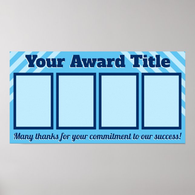 Customized 4-photo employee student award display poster (Front)