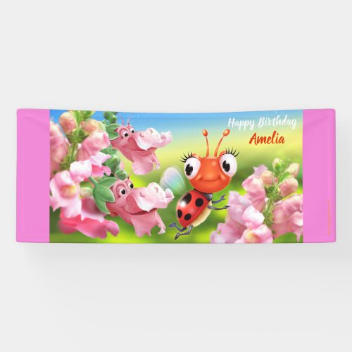 Customized 6 x 25 Ladybug Birthday vinyl Banner