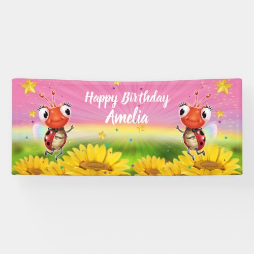 Customized 6 x 3 Ladybug Birthday vinyl Banner