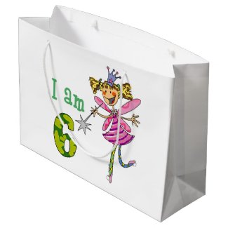 Customized 6th happy birthday princess fairy party large gift bag
