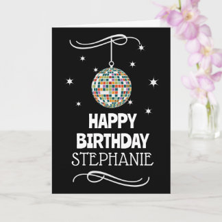 Customized 70th Birthday Retro Disco Ball Card