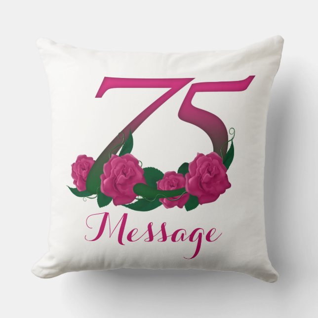 Customized 75th birthday Throw Pillow 20" x 20" (Front)