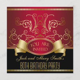 Customized 80th Birthday Party Invitation