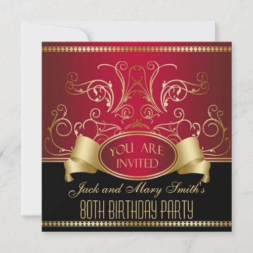 Customized 80th Birthday Party Invitation