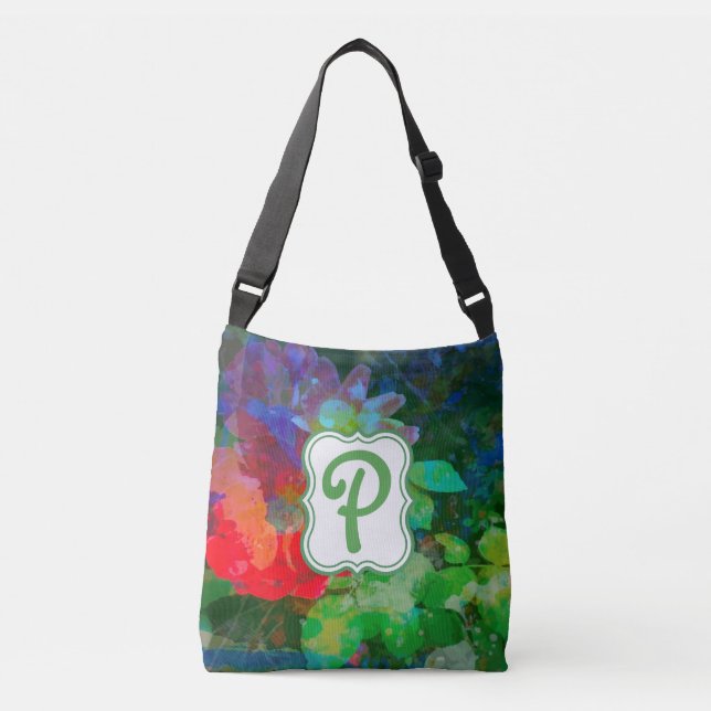 Customized Abstract Monogram Rose Garden  Crossbody Bag (Front)