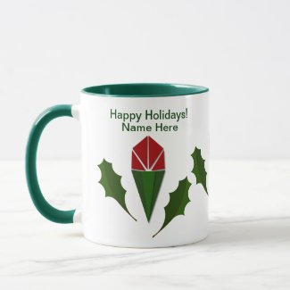 Customized Abstract Red Roses, Holy Holiday Green