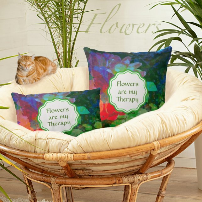 Customized Abstract Rose Garden Throw Pillow (Are flowers your therapy? These pillows can be personalized with your own message or name.)