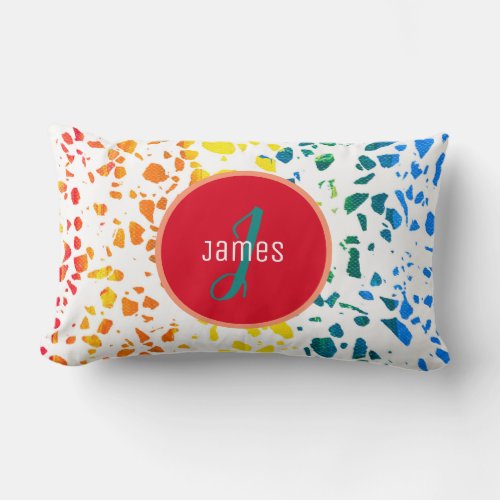 Customized Abstract Terrazzo Colorful Pattern Lumbar Pillow