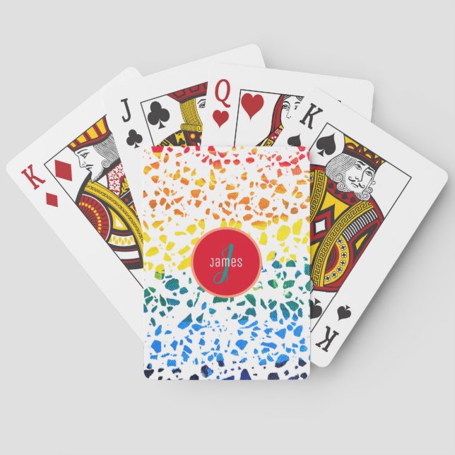 Customized Abstract Terrazzo Colorful Pattern  Poker Cards (Back)