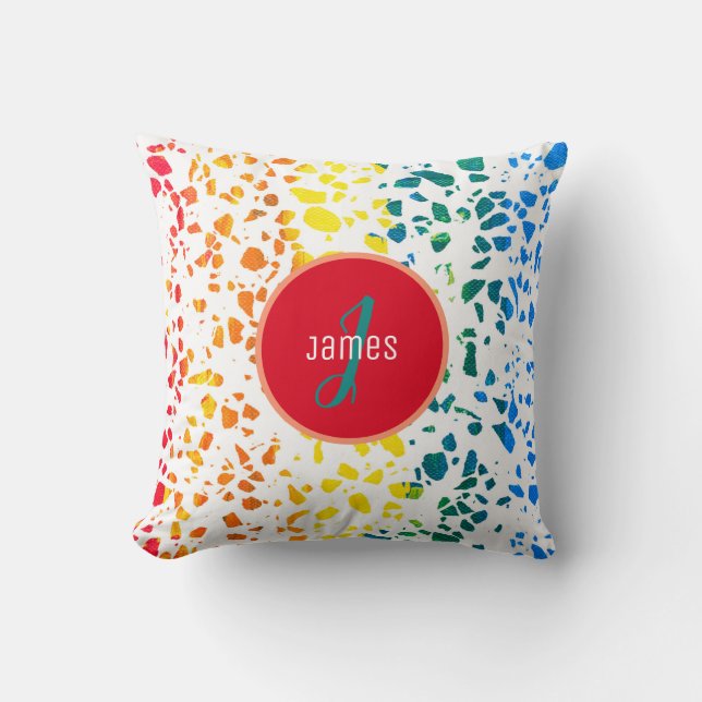 Customized Abstract Terrazzo Colorful Pattern Throw Pillow (Front)