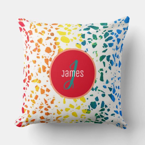 Customized Abstract Terrazzo Colorful Pattern  Throw Pillow
