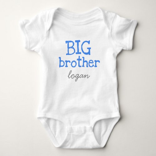 Customized Add a Name Blue Text Big Brother Baby Bodysuit