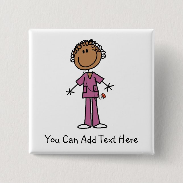 Customized African American Nurse  Button (Front)