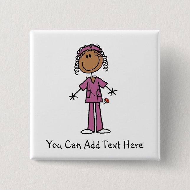 Customized African American Nurse Button (Front)