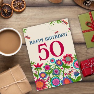 Customized Age Floral Fun Birthday Inspirivity Card