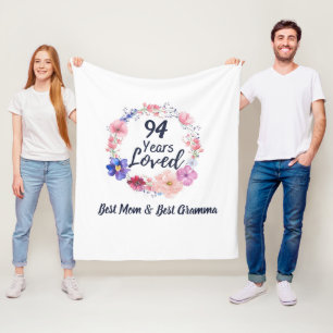 Customized Age Personalized Years Loved 94 Years Fleece Blanket