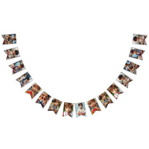 Customized All-Occasion 16-Flag Photos Party Decor Bunting Flags