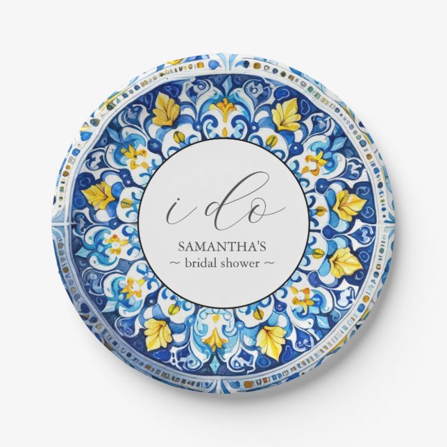 Customized Amalfi Coast Bridal Shower Paper Plates (Front)