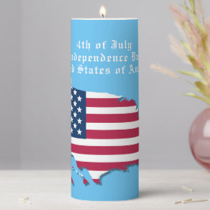 Customized American Flag Map Independence Day Pillar Candle