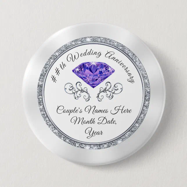 Customized Amethyst Anniversary Favors Anniversary Button Zazzle